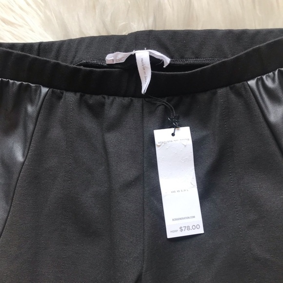 NWT BCBGeneration Black Faux Leather Trim Leggings - Picture 4 of 6
